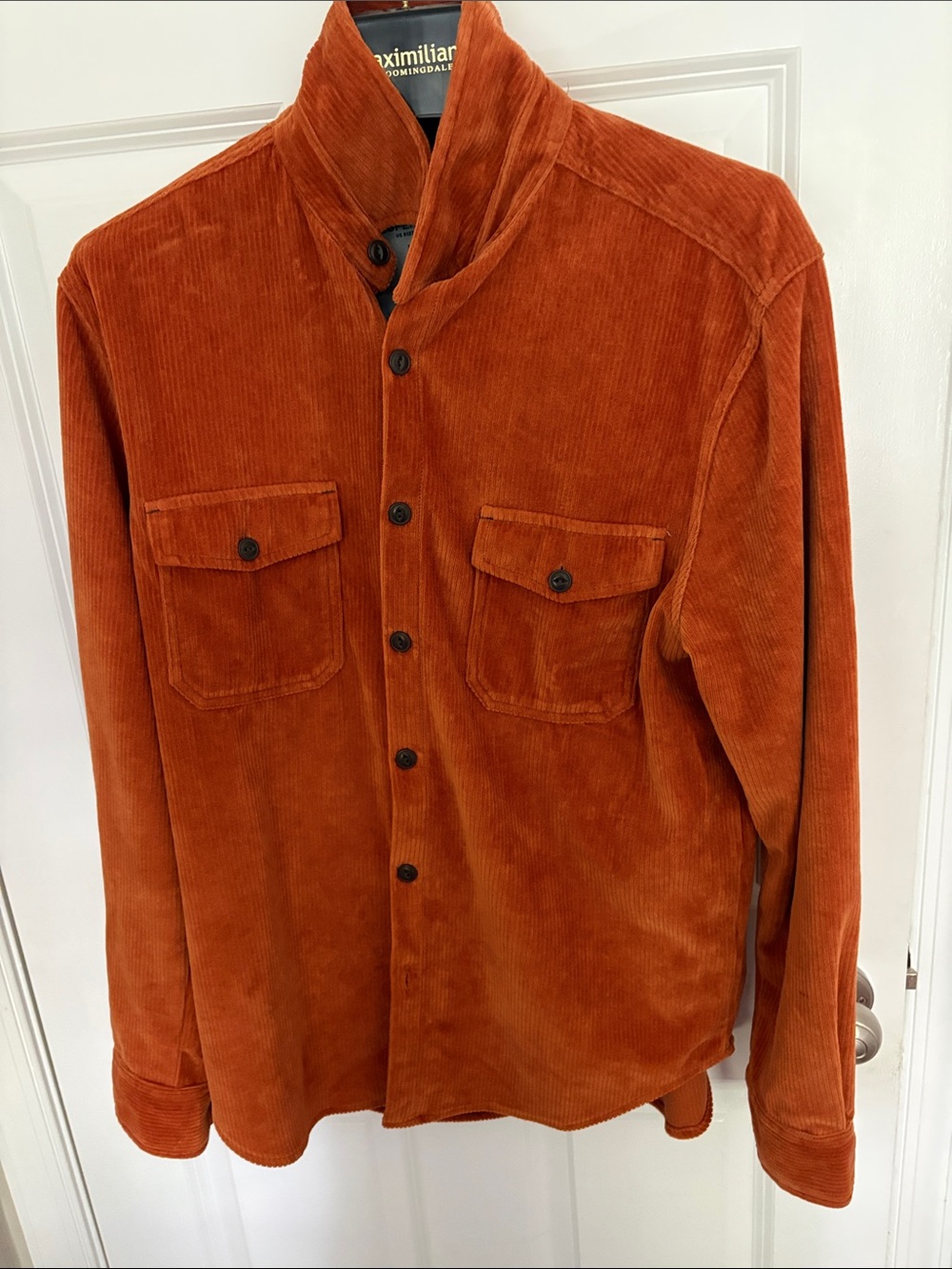 True Grit Men's Corduroy Shirt Jacket in Rust Orange